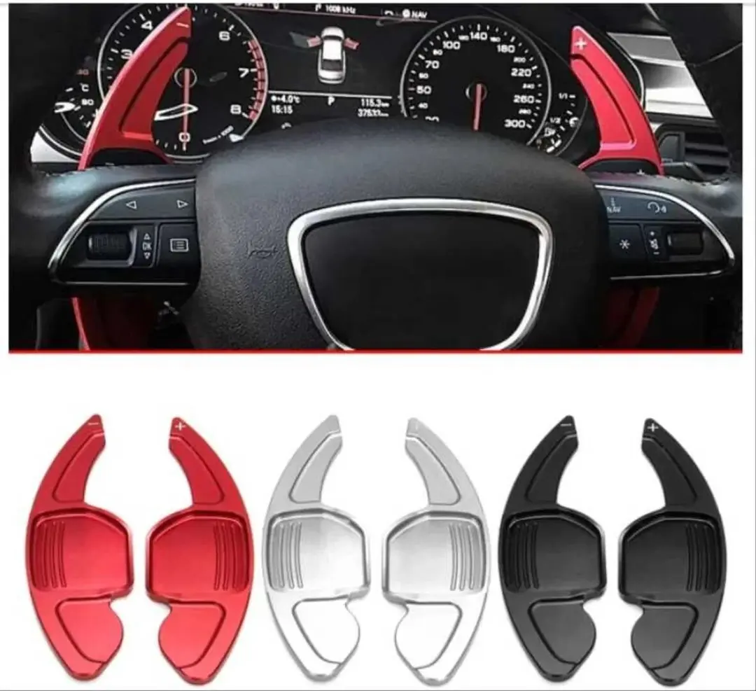 Audi A3/A4/A5/A6/Q5 Serisi Alüminyum F1 Vites Kulaçık Seti (Kırmızı) 5