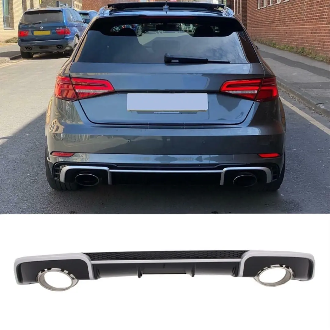 Audi A3 Sportback 8V Standart 2013-2016 RS3 Arka Difüzör ve Egzoz Ucu Seti