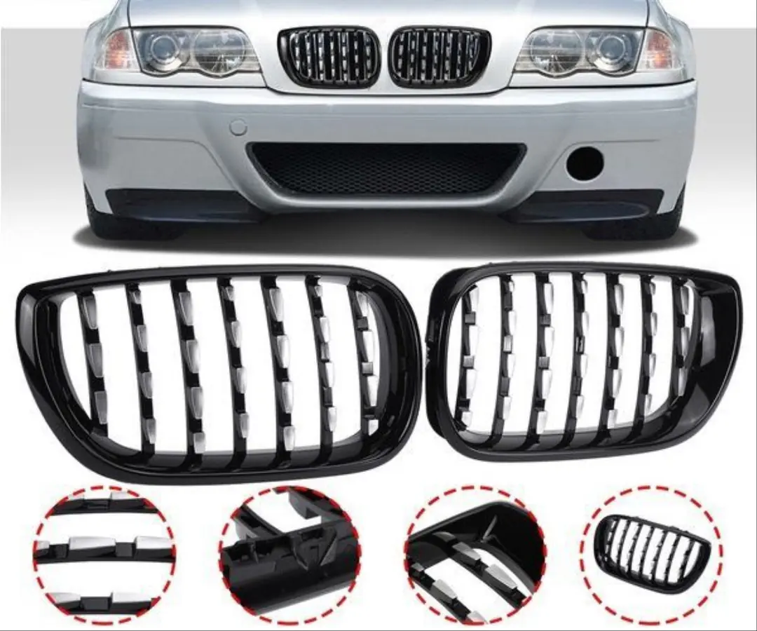 BMW 3 Serisi E46 Diamond Panjur/Böbrek Piano Black Çerçeve 6