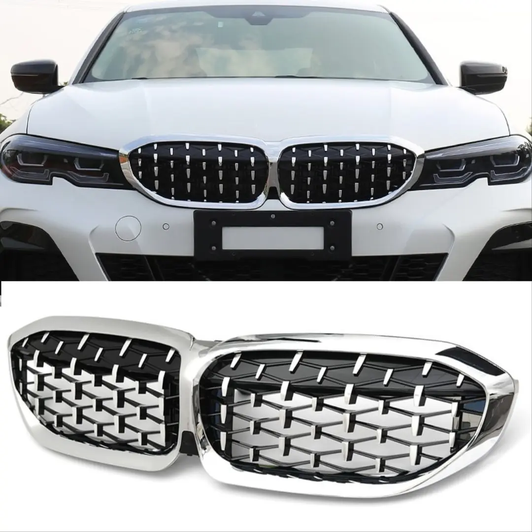 BMW 3 Serisi G20 Diamond Panjur Böbrek - Krom Çerçeve (2019+) 6