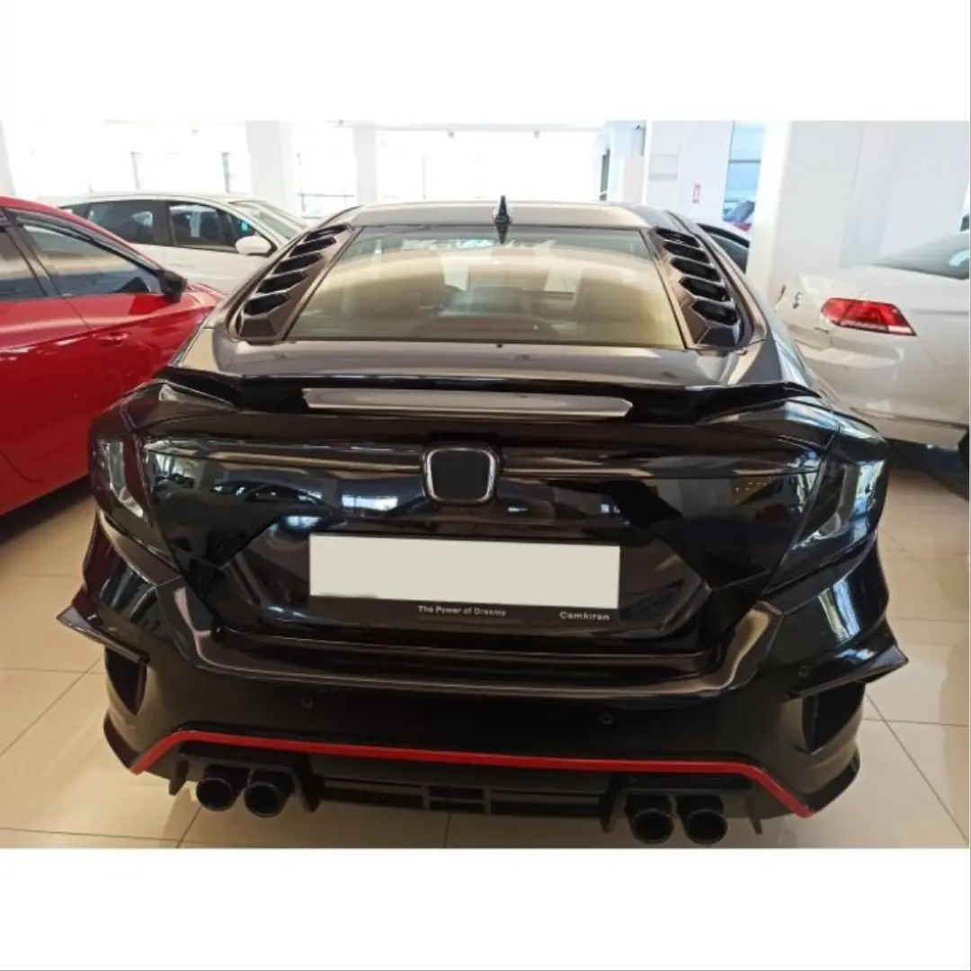 Honda Civic FC5 Arka Cam Üstü Spoiler Seti Piano Black (2 Parça) 6