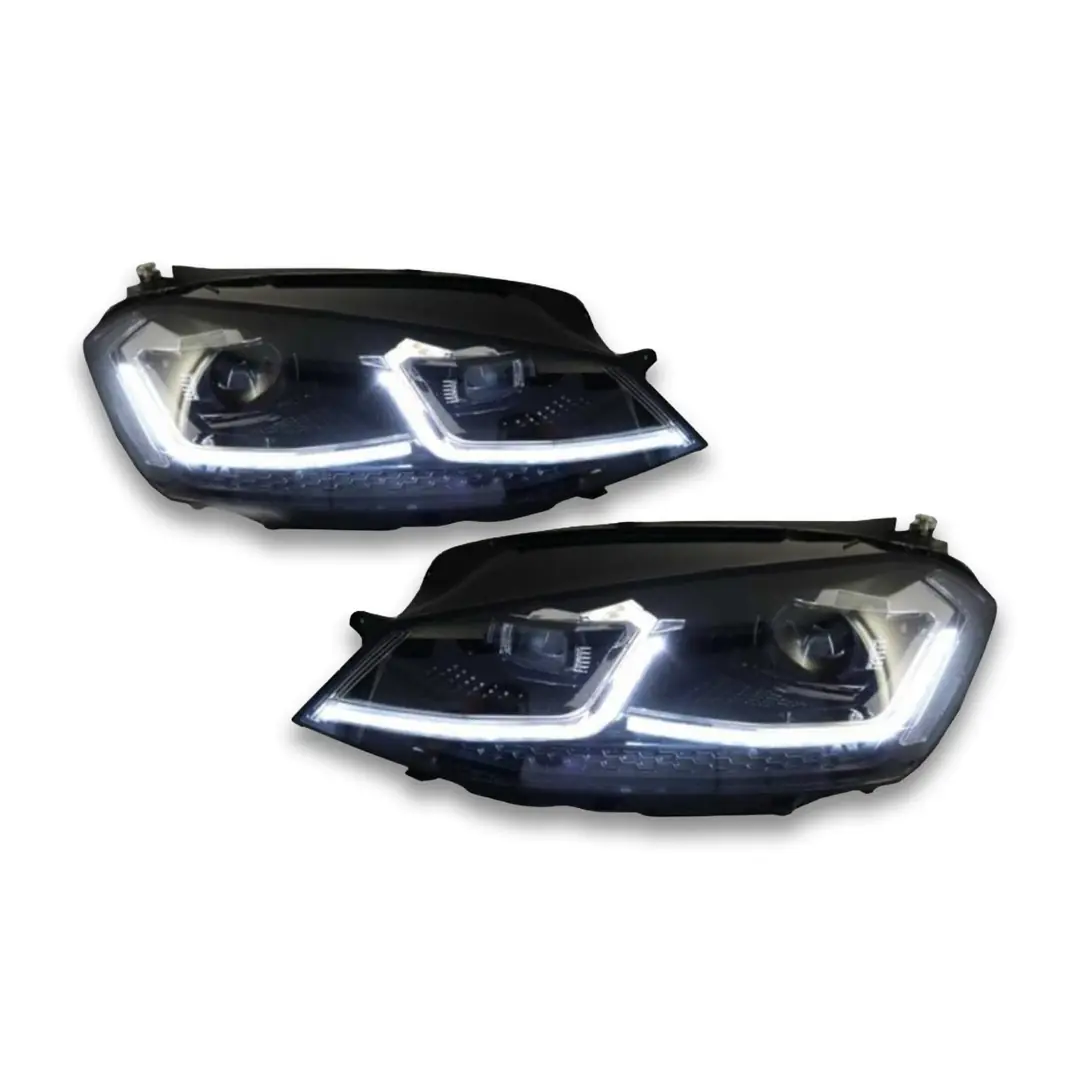 Volkswagen Golf 7.5 (Mk7.5) Çift J LED'li Gümüş Şeritli Far Seti
