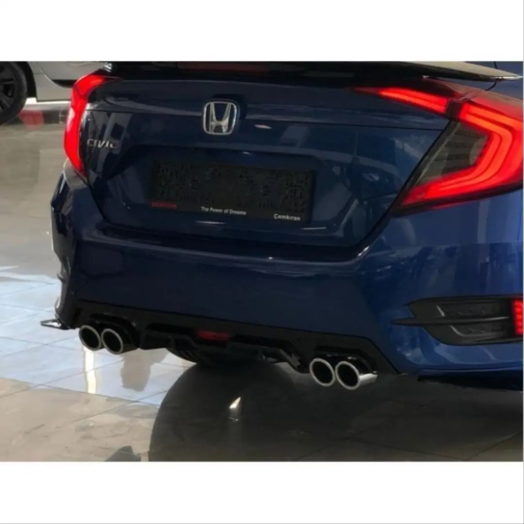 Honda Civic FC5 Sedan 4 Çıkışlı Arka Tampon Difüzörü Piano Black 5