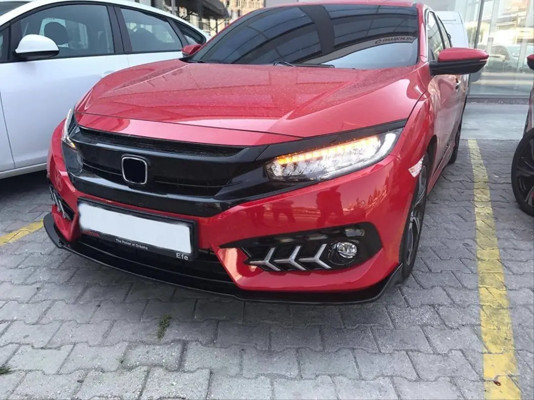 Honda Civic FC5 Dizayn B Tek Parça Ön Tampon Eki (Boyasız) 5
