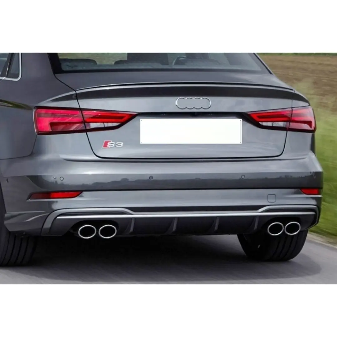 Audi A3 Sedan 8V S-Line 2017-2020 S3 Arka Difüzör ve Egzoz Ucu Seti 5