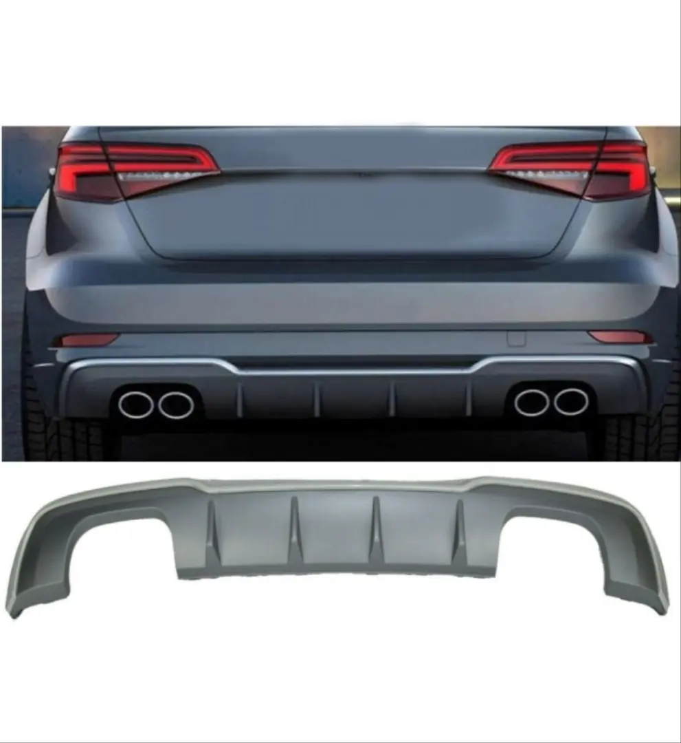 Audi A3 Sportback 8V Standart 2017-2020 S3 Arka Difüzör ve Egzoz Ucu Seti 4