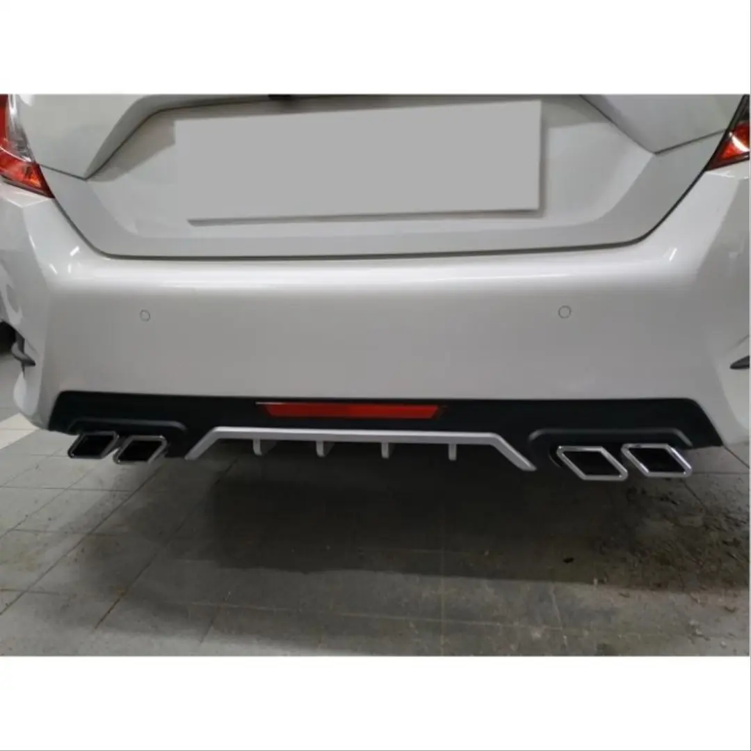 Honda Civic FC5 Sedan Kare Çıkışlı Arka Tampon Difüzörü Gümüş 6