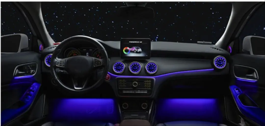 Mercedes A(W176)/CLA(C117)/GLA(X156) Serisi 64 Renk App Kontrollü Turbine Ön Havalandırma Ambiyans Seti 5