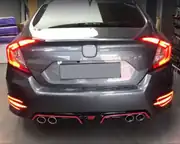 Honda Civic FC5 Sedan 4 Çıkışlı Kırmızı Şeritli Arka Tampon Difüzörü 5