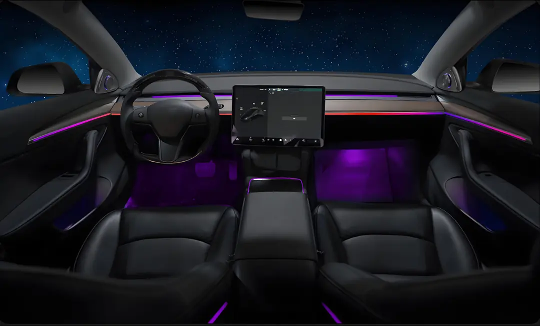Tesla Model Y 2020+ App Kontrollü Komple RGB Ambiyans Aydınlatma Seti 6